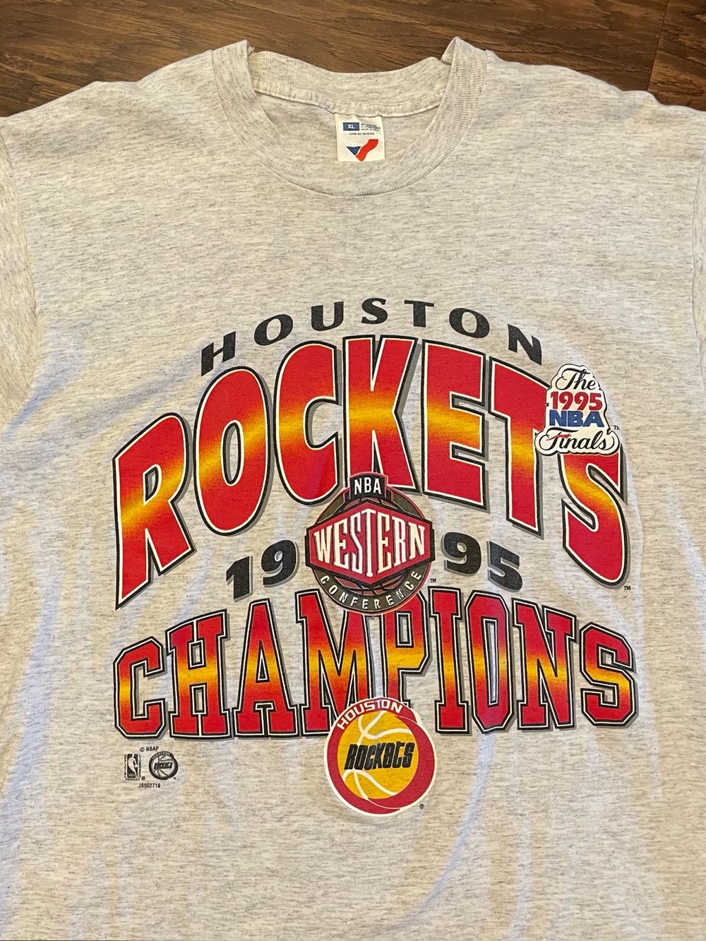 Vintage Houston Rockets 1995 Western Conference Champions T-Shirt XL 21x28.5